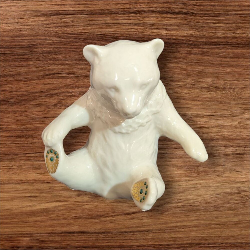 Lenox Vintage 1991 bear Jewels Collection‎ Sitting 4” Porcelain  figurine statue